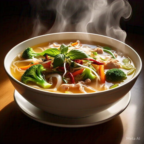 318. Vegetable Rice Noodle Soup In Beef Broth