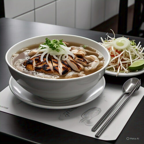 330. Grilled Chicken Rice Noodle Soup